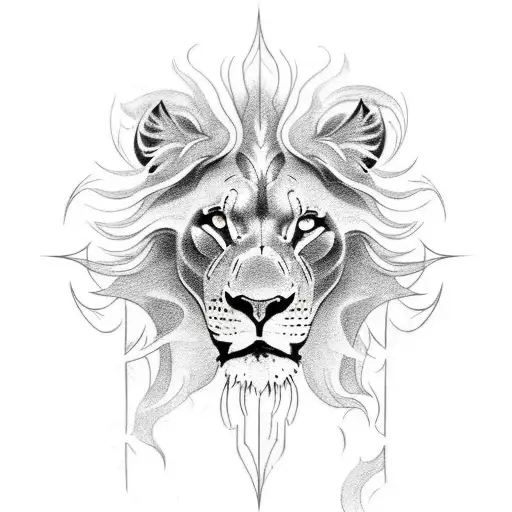 black and white Lions mixed with sun tattoo for forearm expressing motivation and power tattoo design idea