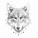 wolf half-face  tattoo design idea