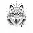 wolf half-face  tattoo design idea