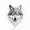 wolf half-face  tattoo design idea