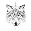 wolf half-face  tattoo design idea