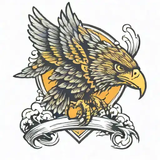 hawk head above thunderstorm landscape football field tattoo design idea