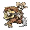 Marty Robbins playing guitar as an armadillo  tattoo design idea