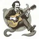 Marty Robbins playing guitar as an armadillo  tattoo design idea