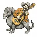 Marty Robbins playing guitar as an armadillo  tattoo design idea