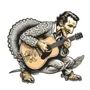 Marty Robbins playing guitar as an armadillo  tattoo design idea