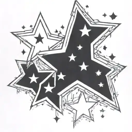 5 smaller stars in a y2k design incorporating elements tattoo design idea