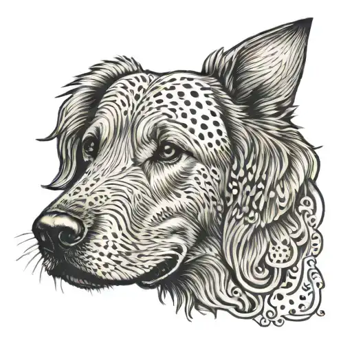 watermelon golden retriver tattoo design idea