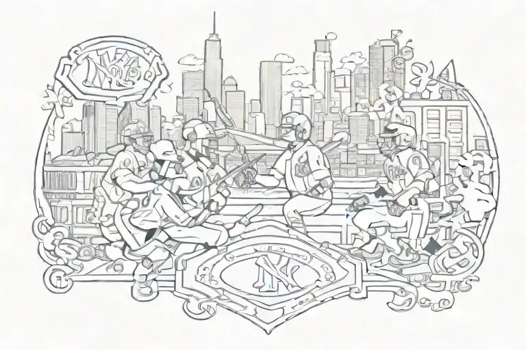 combine New York yankees knicks giants rangers  tattoo design idea