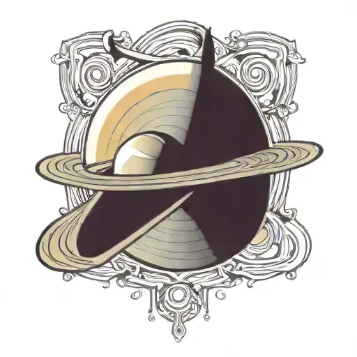 saturn with rings, uranus planet tattoo design idea
