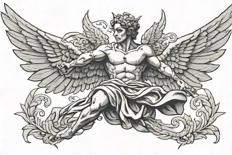 victory statue wings spread tattoo design idea