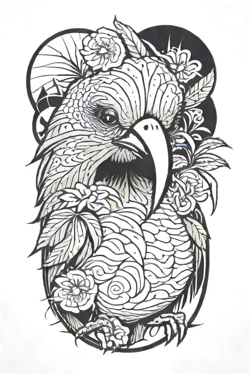 kiwi bird wrapped tattoo design idea