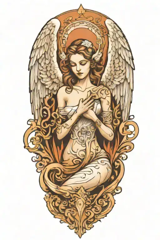 angel under it woodworking tools forming the shape tattoo design idea