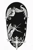 angel under it carpentry tools forming the shape tattoo design idea