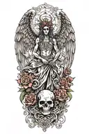 life and death angel tattoo design idea