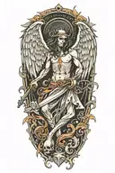 life and death angel tattoo design idea