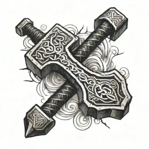 mjolnir hammer tattoo design idea