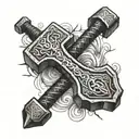 mjolnir hammer tattoo design idea