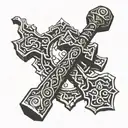 mjolnir hammer tattoo design idea