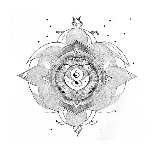 Mystic with millennial  Bodhisattva symbol tattoo design idea