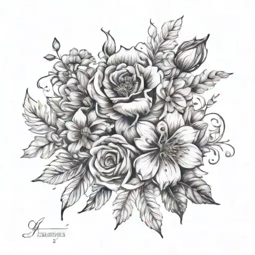 Can you design a tattoo that combines the birth flowers of January March April September October November and December i tattoo design idea