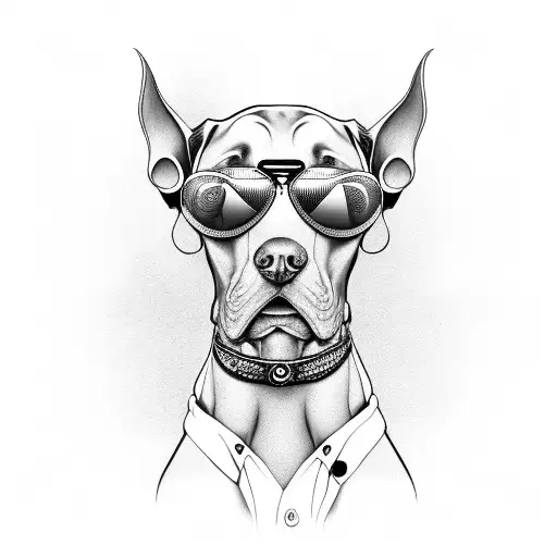 A weimaraner dog with sunglasses tattoo design idea