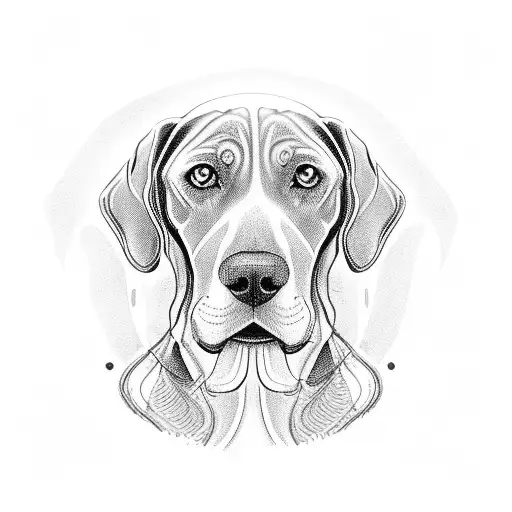 A weimaraner dog meditating on a beach tattoo design idea