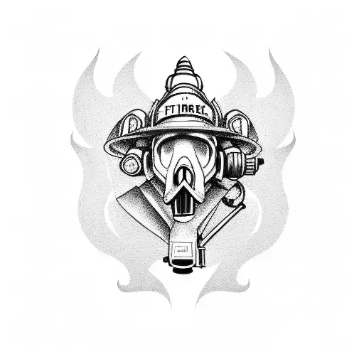 firefighter in truck tattoo design idea