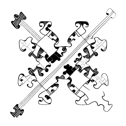 Scattered puzzle pieces vs. completed puzzle: Brother's chaos, sister's order tattoo design idea