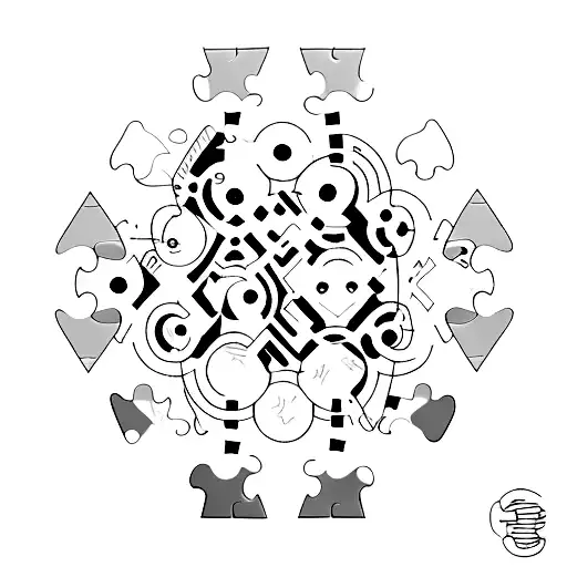 Chaos and Order: Images of scattered puzzle pieces and a completed puzzle, showcasing your brother's hyperactivity and y tattoo design idea