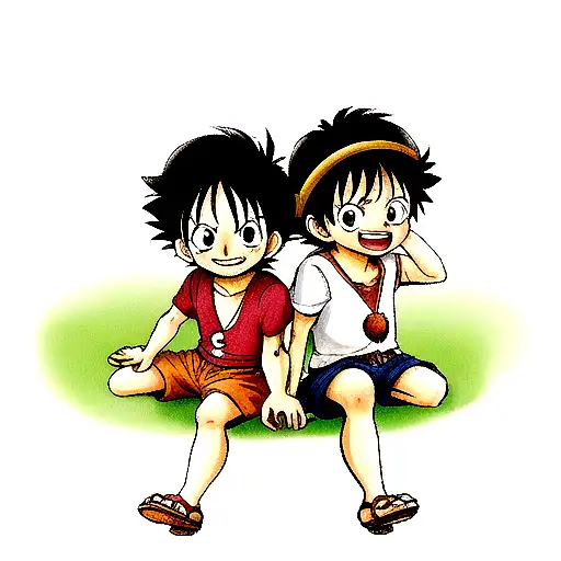 luffy y ACE de niños  tattoo design idea