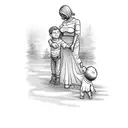 big sized mom holding her son walking  tattoo design idea