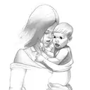 big sized mom holding her son walking  tattoo design idea