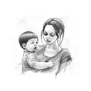 big sized mom holding her son walking  tattoo design idea