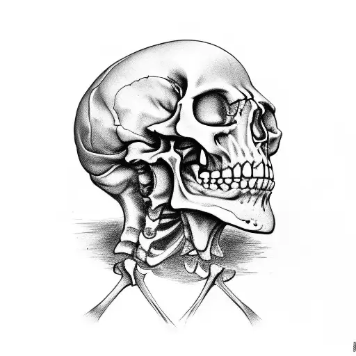 skeleton scratching his skull  tattoo design idea