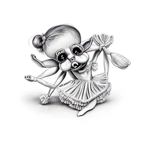 puppeteer controling a half dead ballerina  tattoo design idea