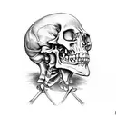 skeleton scratching his skull  tattoo design idea