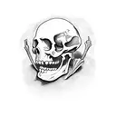 skeleton scratching his skull  tattoo design idea