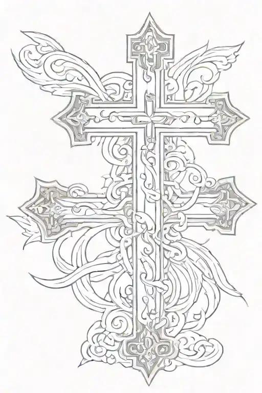 Religious Cross with Bible verse written tattoo design idea
