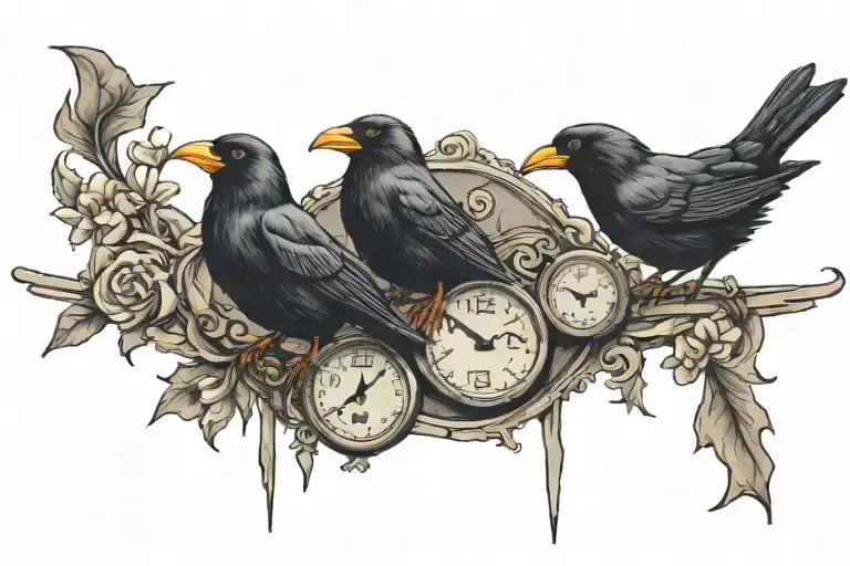 two blackbirds on highway sign  tattoo design idea