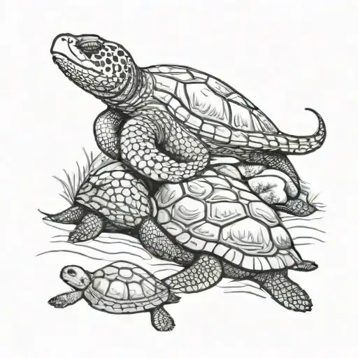 moray eel protecting a turtle tattoo design idea