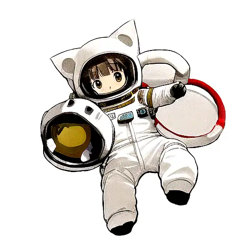 Cat In Space With Astronaut Suit tattoo design idea
