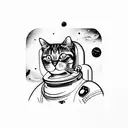 Cat In Space With Astronaut Suit tattoo design idea