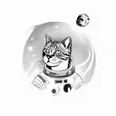 Cat In Space With Astronaut Suit tattoo design idea