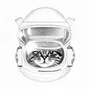 Cat In Space With Astronaut Suit tattoo design idea