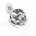 great wave triangle dotwork pinkfloyd prisma tattoo design idea