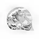 great wave triangle dotwork pinkfloyd prisma tattoo design idea