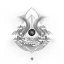 great wave triangle dotwork pinkfloyd prisma tattoo design idea