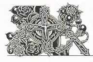 rosary with movement tattoo design idea