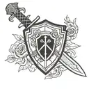 bred for war sword shield tattoo design idea